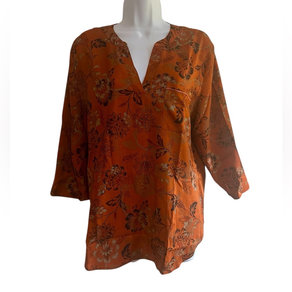 Coldwater Creek Orange Floral Blouse